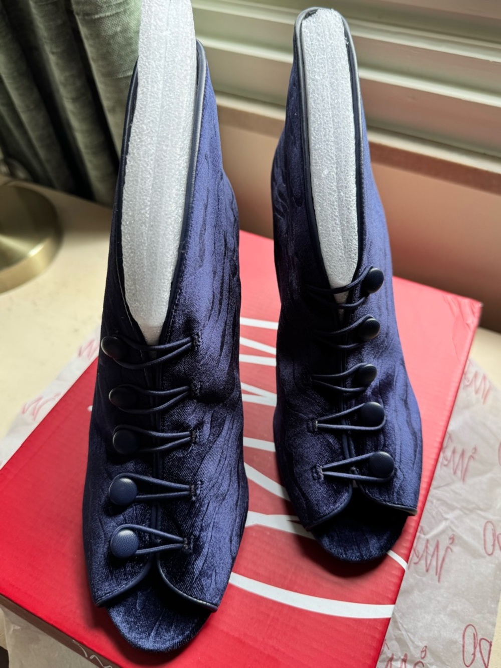 Impo Vassar Velvet Peep-Toe Ankle Booties